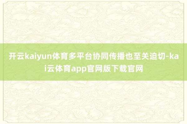 开云kaiyun体育多平台协同传播也至关迫切-kai云体育app官网版下载官网