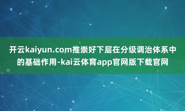 开云kaiyun.com推崇好下层在分级调治体系中的基础作用-kai云体育app官网版下载官网