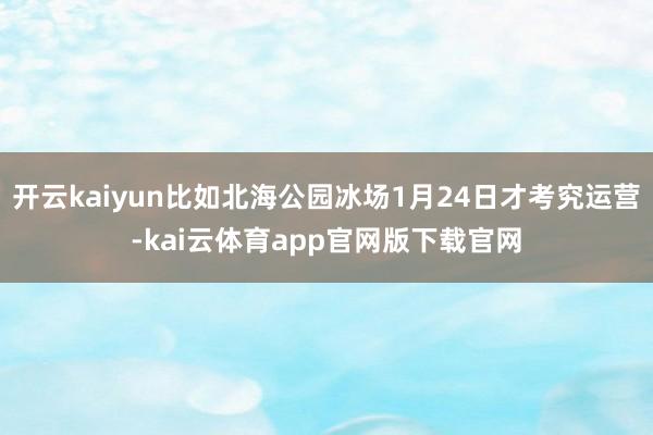 开云kaiyun比如北海公园冰场1月24日才考究运营-kai云体育app官网版下载官网