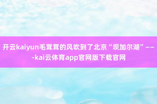 开云kaiyun毛茸茸的风吹到了北京“坝加尔湖”——-kai云体育app官网版下载官网